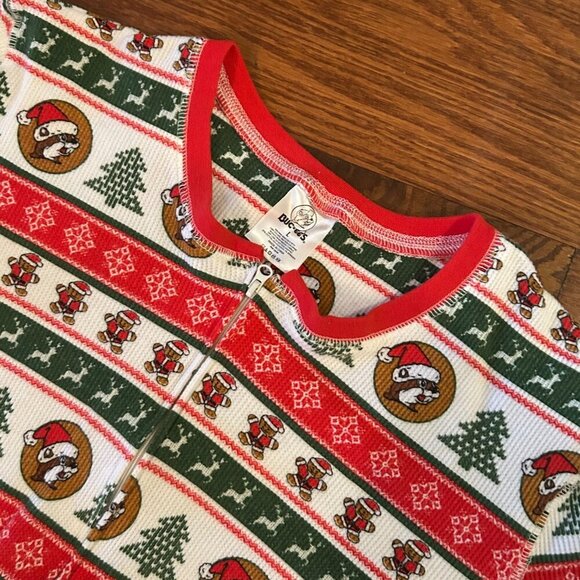 Buc-ee's Striped Christmas Adult Large Beaver Logo Long John Pajamas - Picture 7 of 12